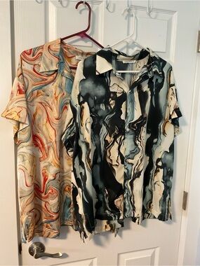 12th Tribe Men’s Short-Sleeve Marbled Button-Down Shirts